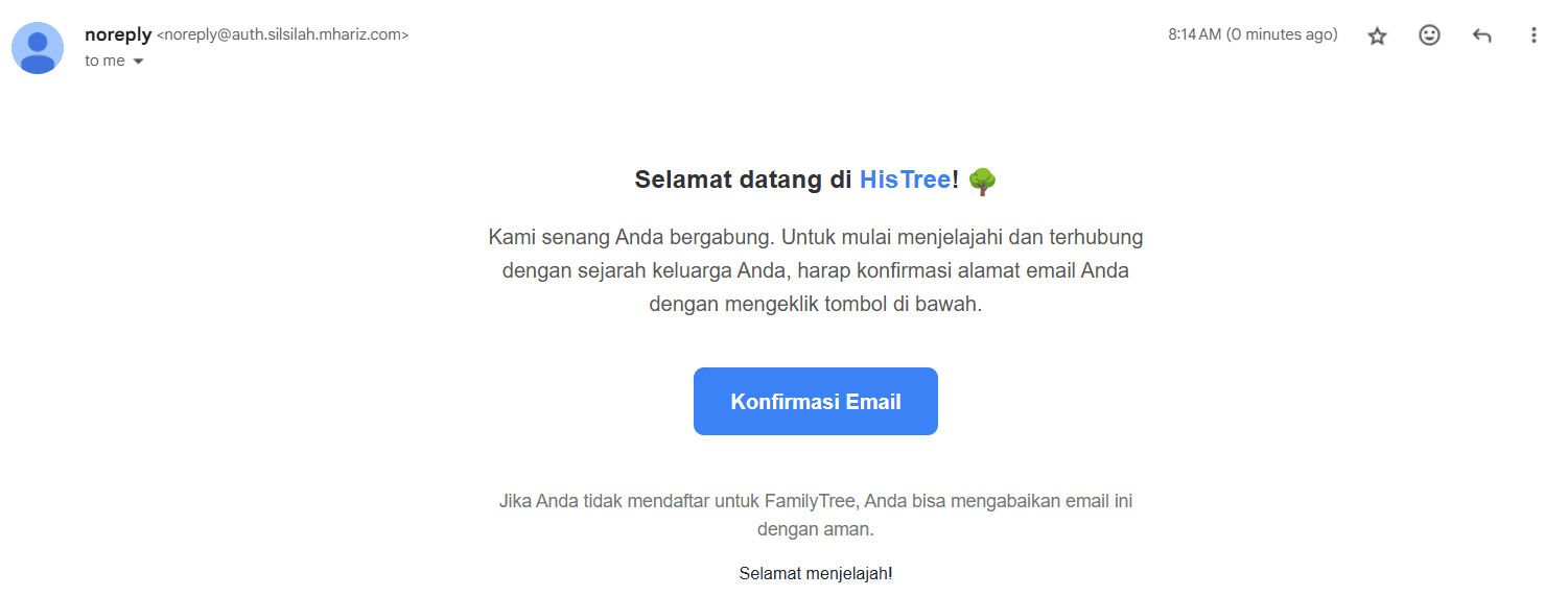 Register Confirmation Email